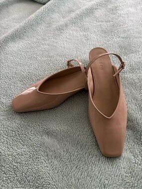 M.Gemi  Nude Patent Leather Mary Jane Mules, 39.5, New